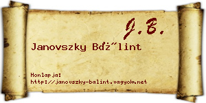 Janovszky Bálint névjegykártya